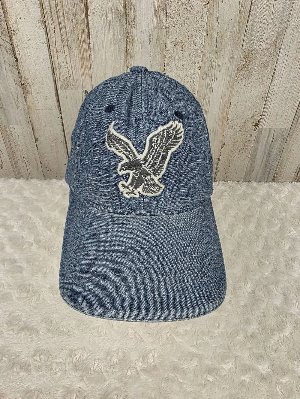 American Eagle Outfitters Blue Denim Baseball Cap with Eagle Patch